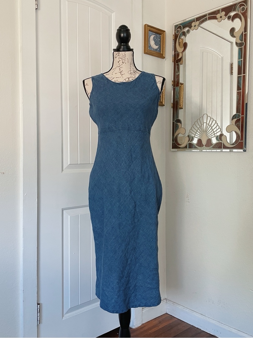 Moda International 100% Linen Maxi Dress Women’s Size 4 EUC Vintage
